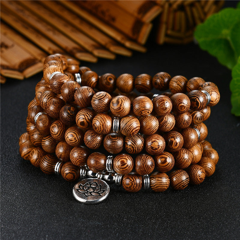 Collier tibétain en bois naturel