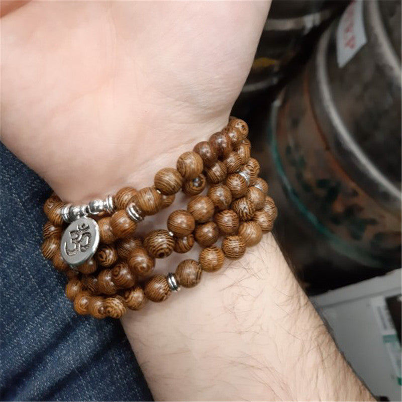 Collier tibétain en bois naturel