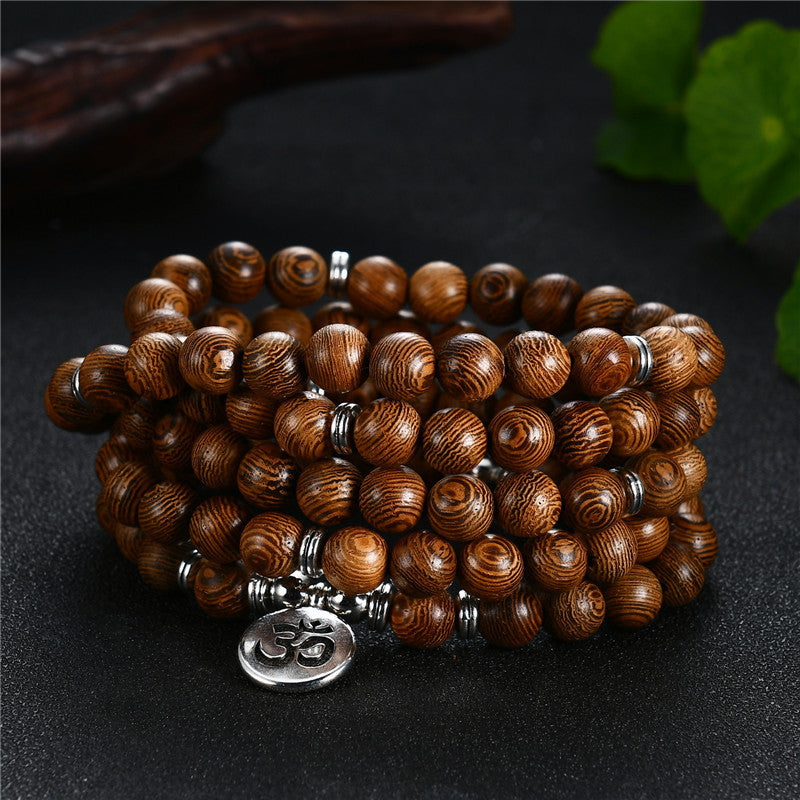 Collier tibétain en bois naturel
