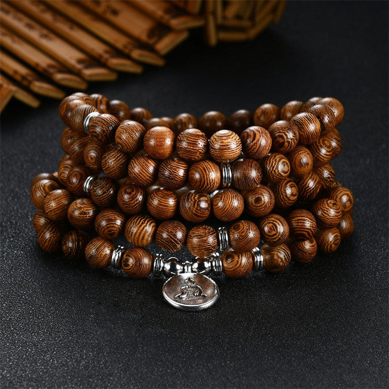 Collier tibétain en bois naturel