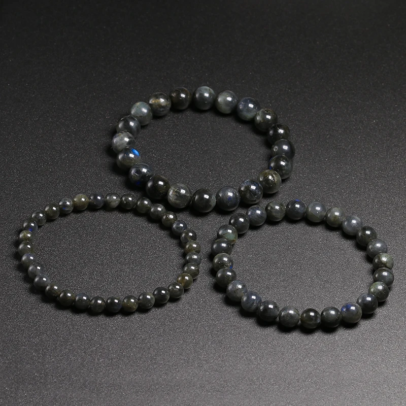 Pulsera gris oscuro - En labradorita natural