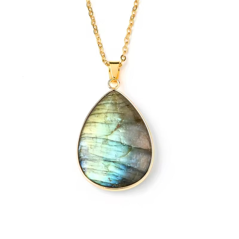 Pendentif cerclé - Labradorite naturelle